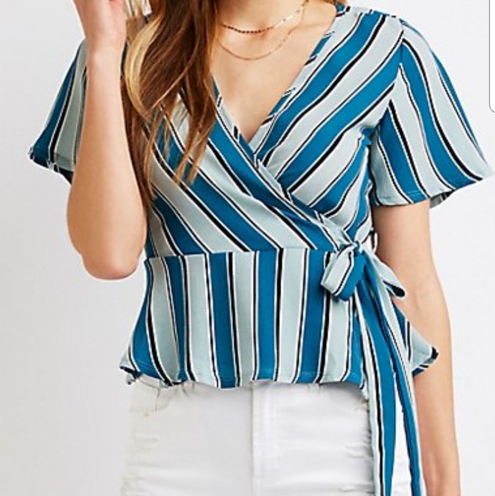 striped wrap Top